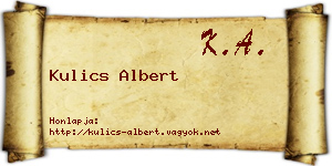 Kulics Albert névjegykártya